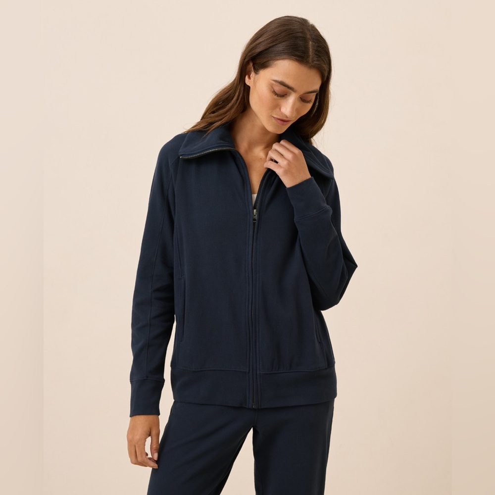 PACT Women’s Organic CloudKnit Zip Jacket Navy Blue Small